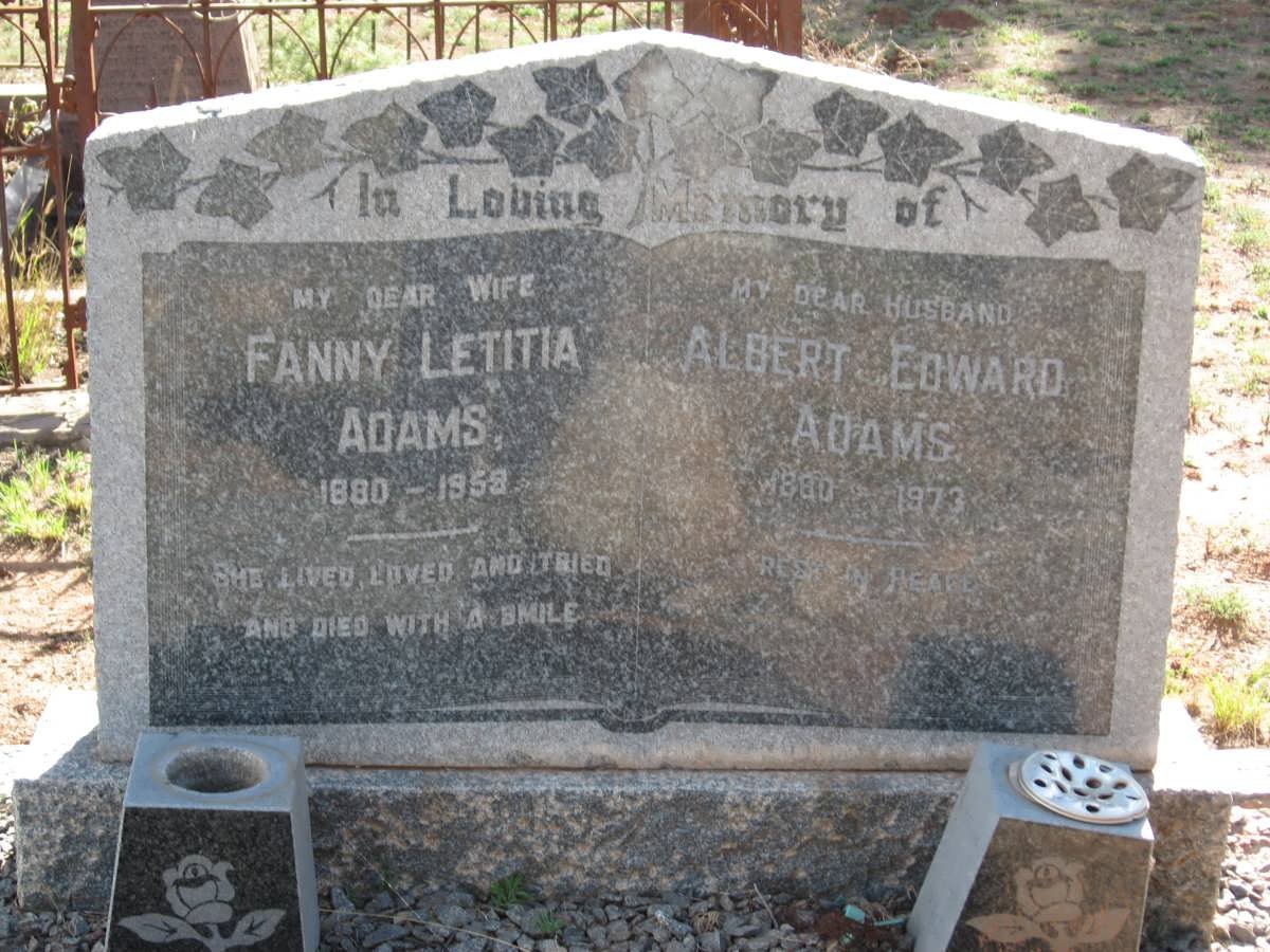 ADAMS Albert Edward 1880-1973 &amp; Fanny Letitia 1880-1958