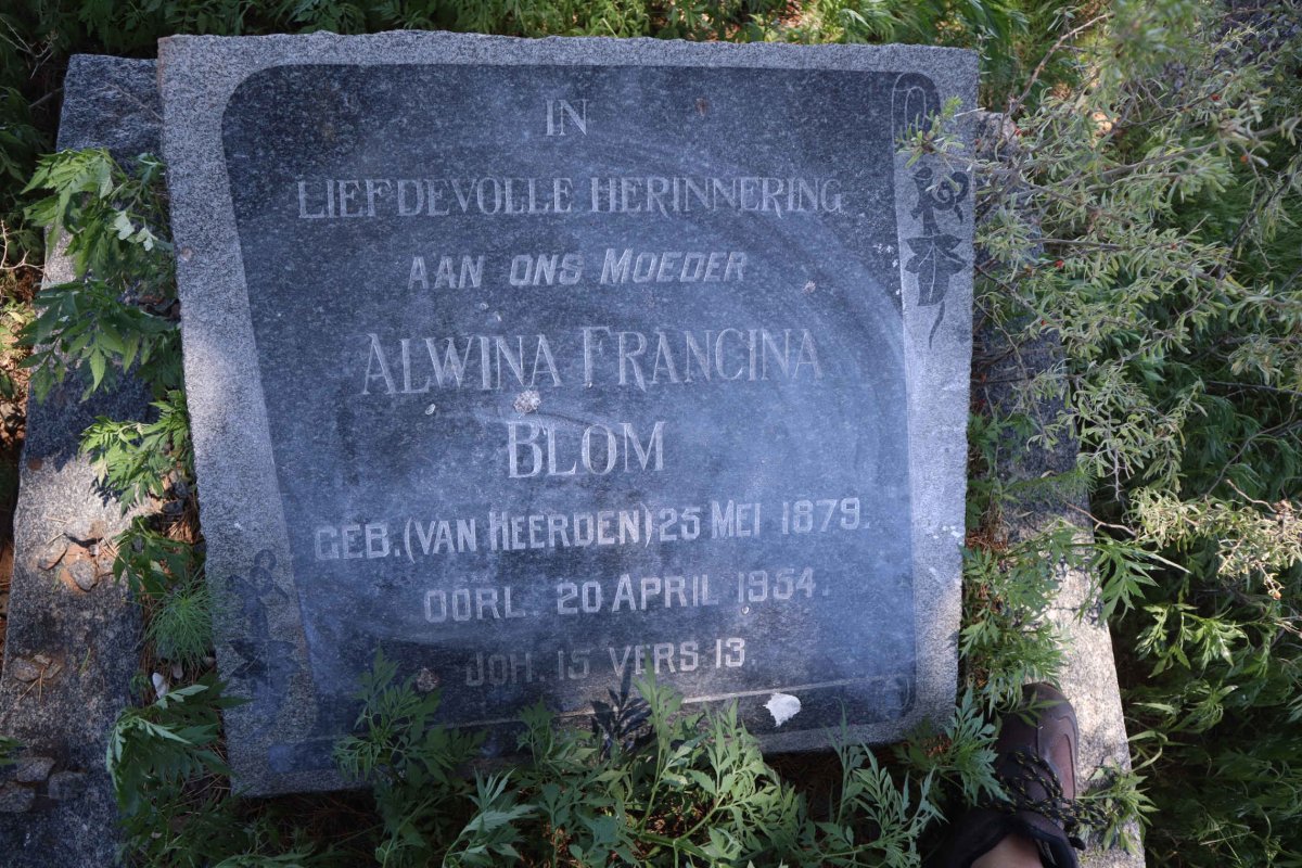 BLOM Alwina Francina nee VAN HEERDEN 1879-1954