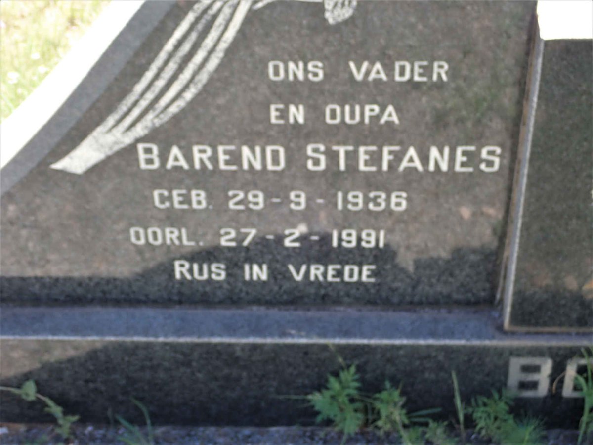 BOTHA Barend Stefanes 1936-1991 &amp; Petronella 1927-1978