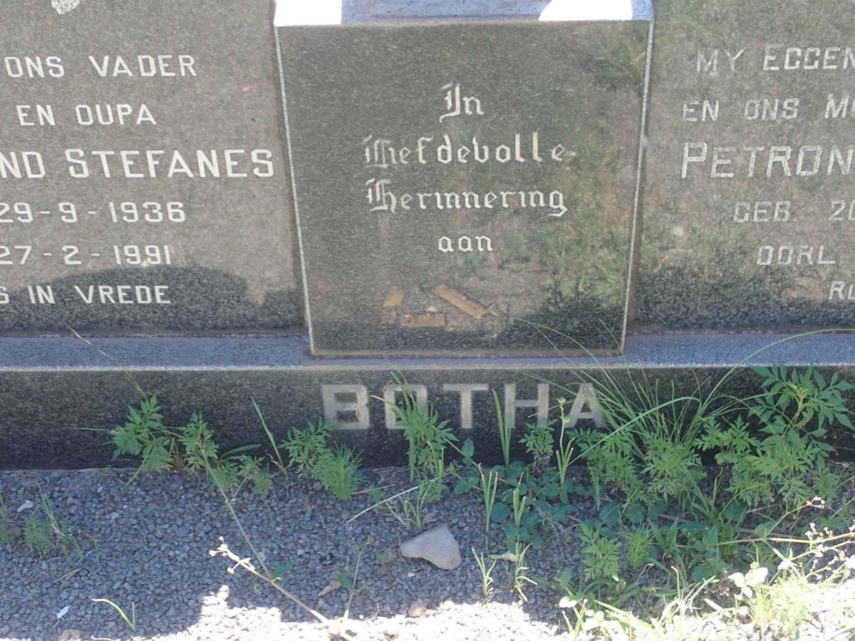 BOTHA Barend Stefanes 1936-1991 &amp; Petronella 1927-1978