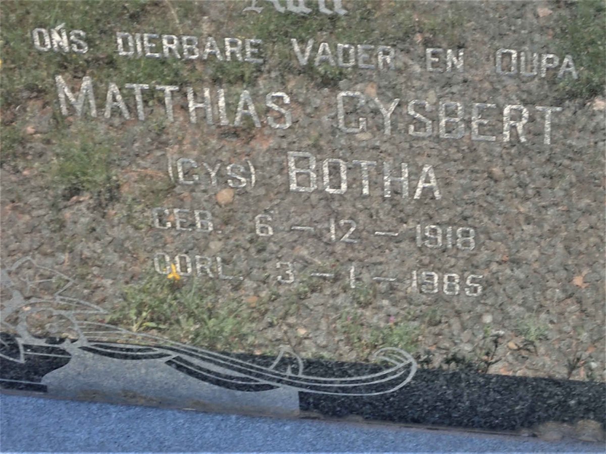 BOTHA Matthias Gysbert 1918-1985 &amp; Hendrina Jacomina 1917-1977
