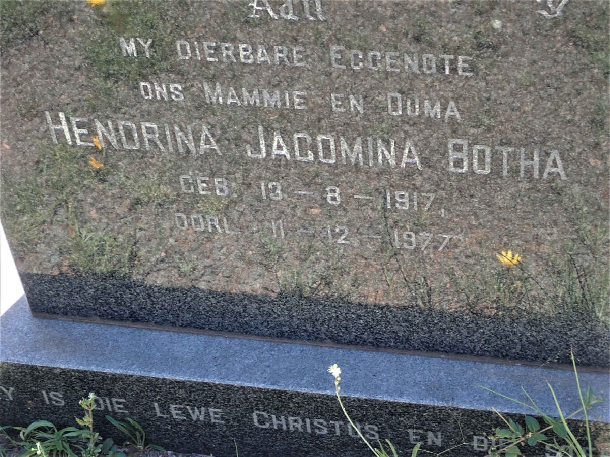 BOTHA Matthias Gysbert 1918-1985 &amp; Hendrina Jacomina 1917-1977