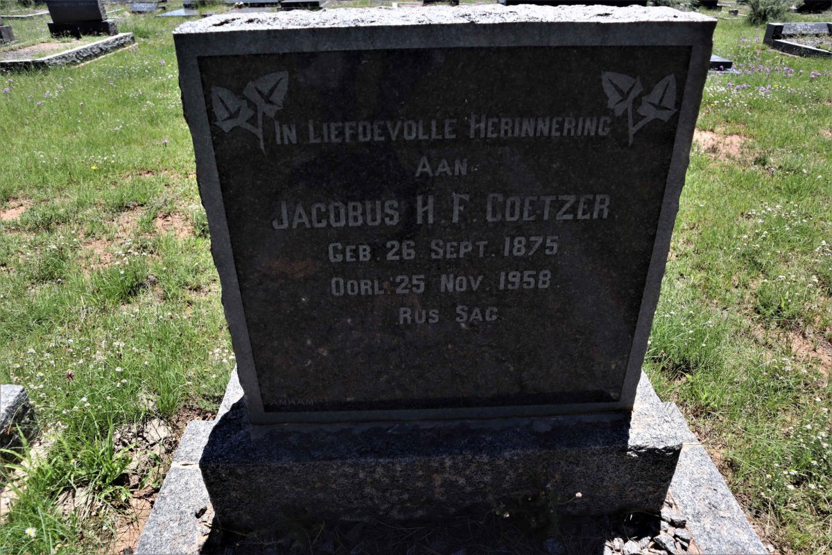 COETZER Jacobus H.F. 1875-1958