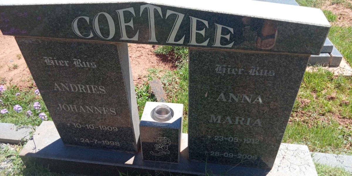 COETZEE Andries Johannes 1909-1998 &amp; Anna Maria 1912-2006