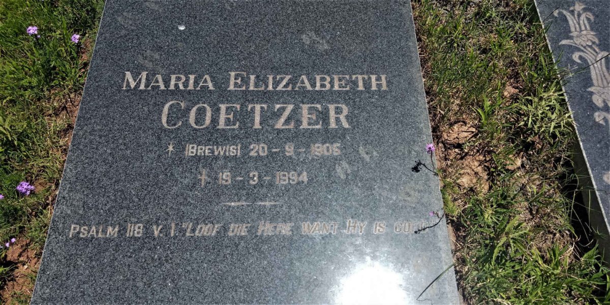 COETZER Maria Elizabeth nee BREWIS 1906-1994