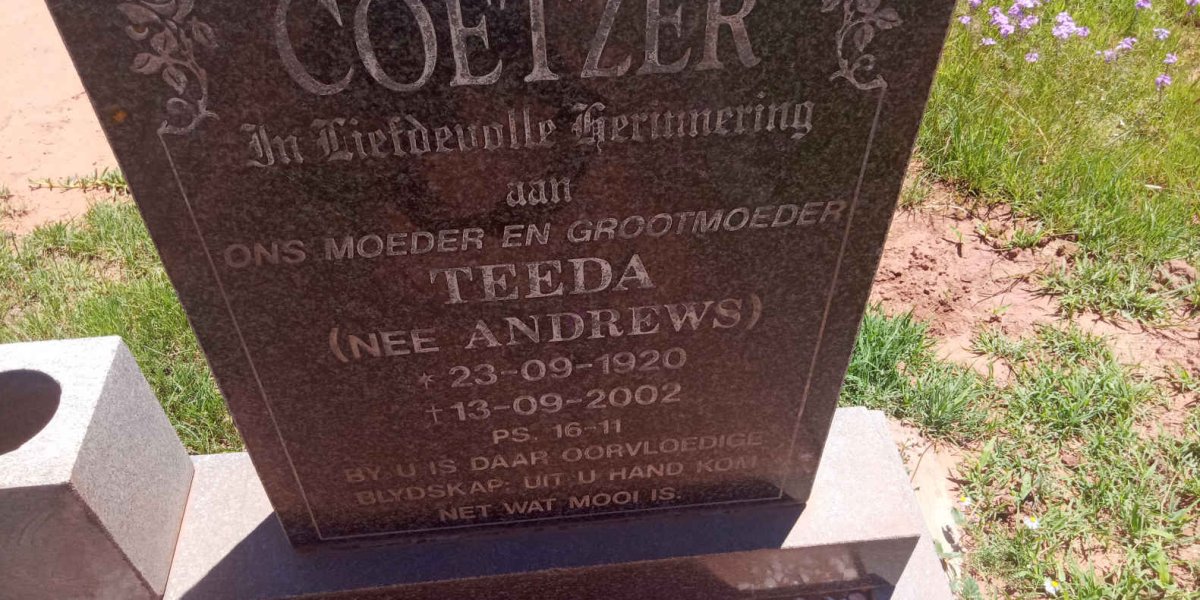 COETZER Teeda nee ANDREWS 1920-2002