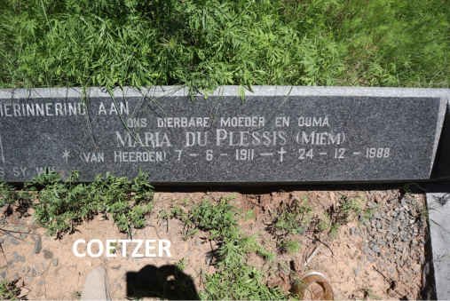 COETZER Johannes Jacobus 1906-1974 &amp; Maria du Plessis VAN HEERDEN 1911-1988
