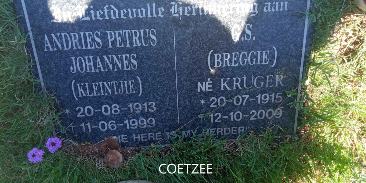 COETZEE Andries Petrus Johannes 1913-1999 &amp; G.S. KRUGER 1915-2000