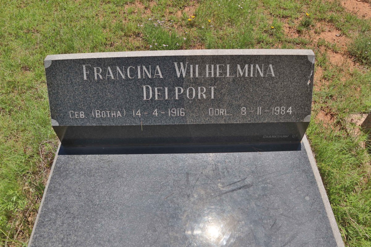 DELPORT Francina Wilhelmina nee BOTHA 1916-1984