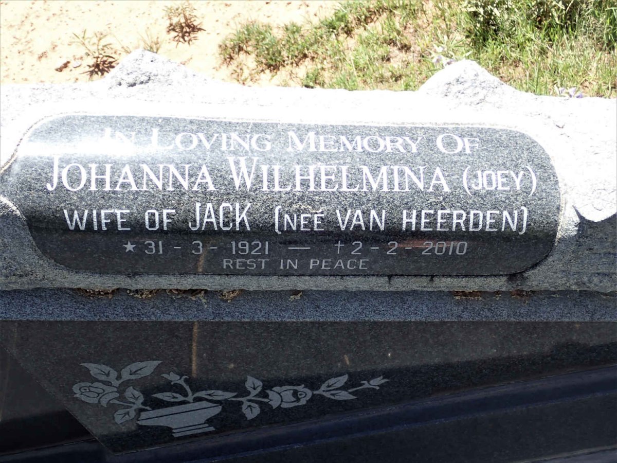 FILMER John William 1915-1971 &amp; Johanna Wilhelmina VAN HEERDEN 1921-2010