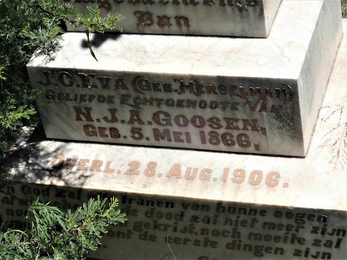 GOOSEN J.C. Eva nee HERSELMAN 1866-1906