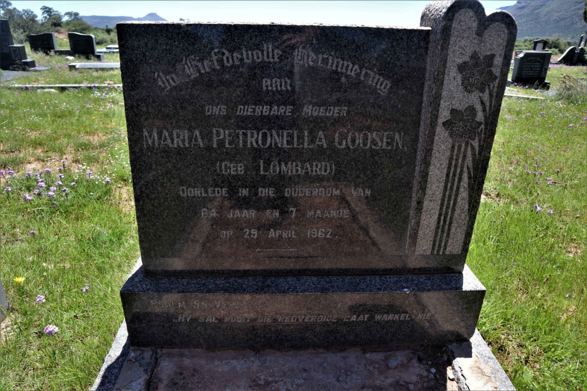 GOOSEN Maria Petronella nee LOMBARD -1962