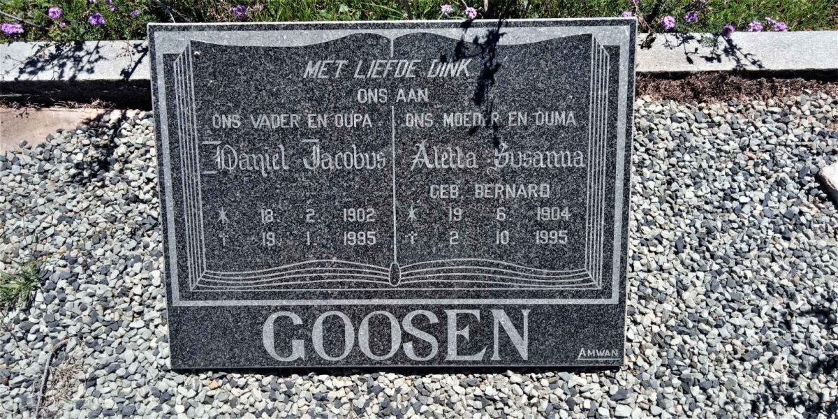 GOOSEN Daniel Jacobus 1902-1995 &amp; Aletta Susanna BERNARD 1904-1995