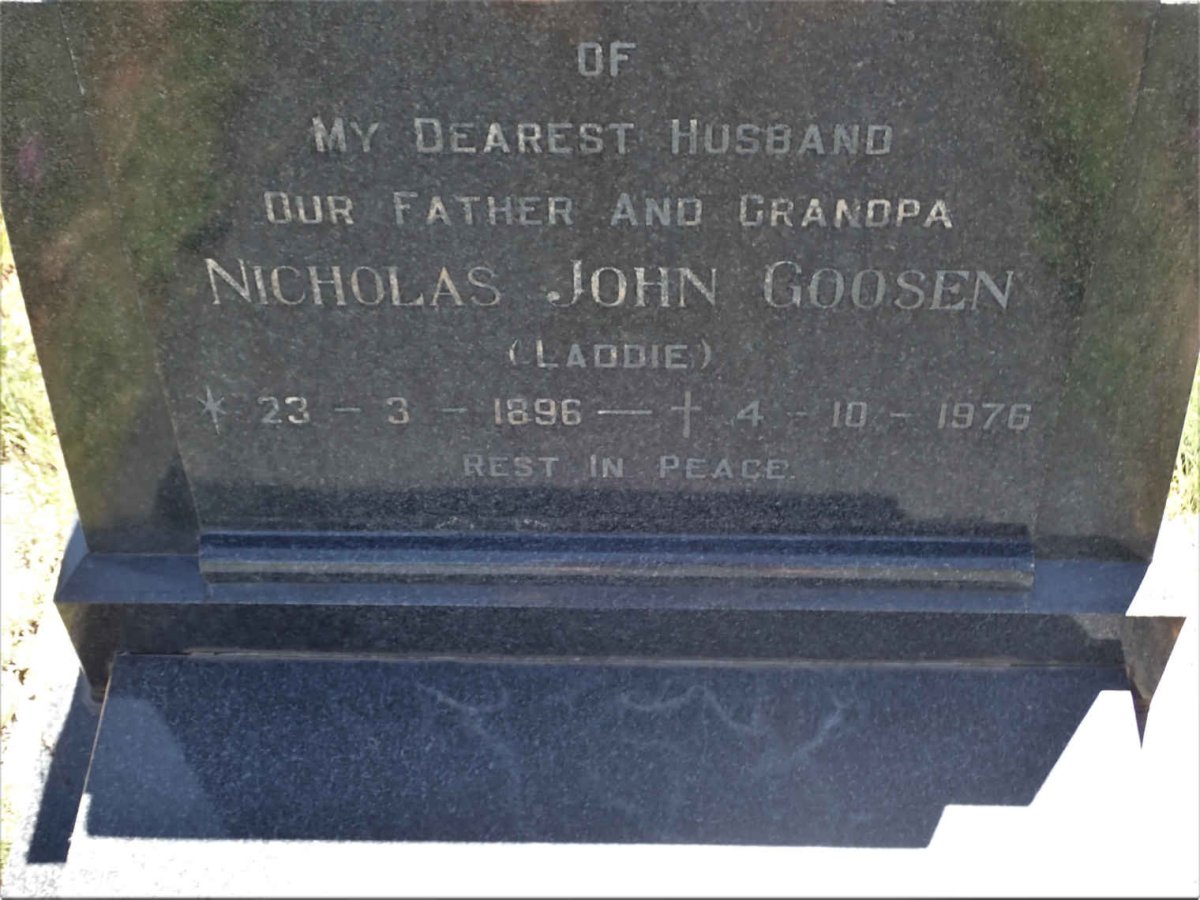 GOOSEN Nicholas John 1896-1976 &amp; Helena Joyce PENBERTHY 1907-1997