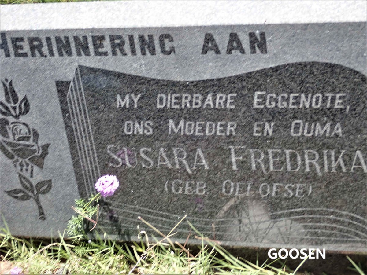 GOOSEN Susara Frederika nee OELOFSE 1912-1986