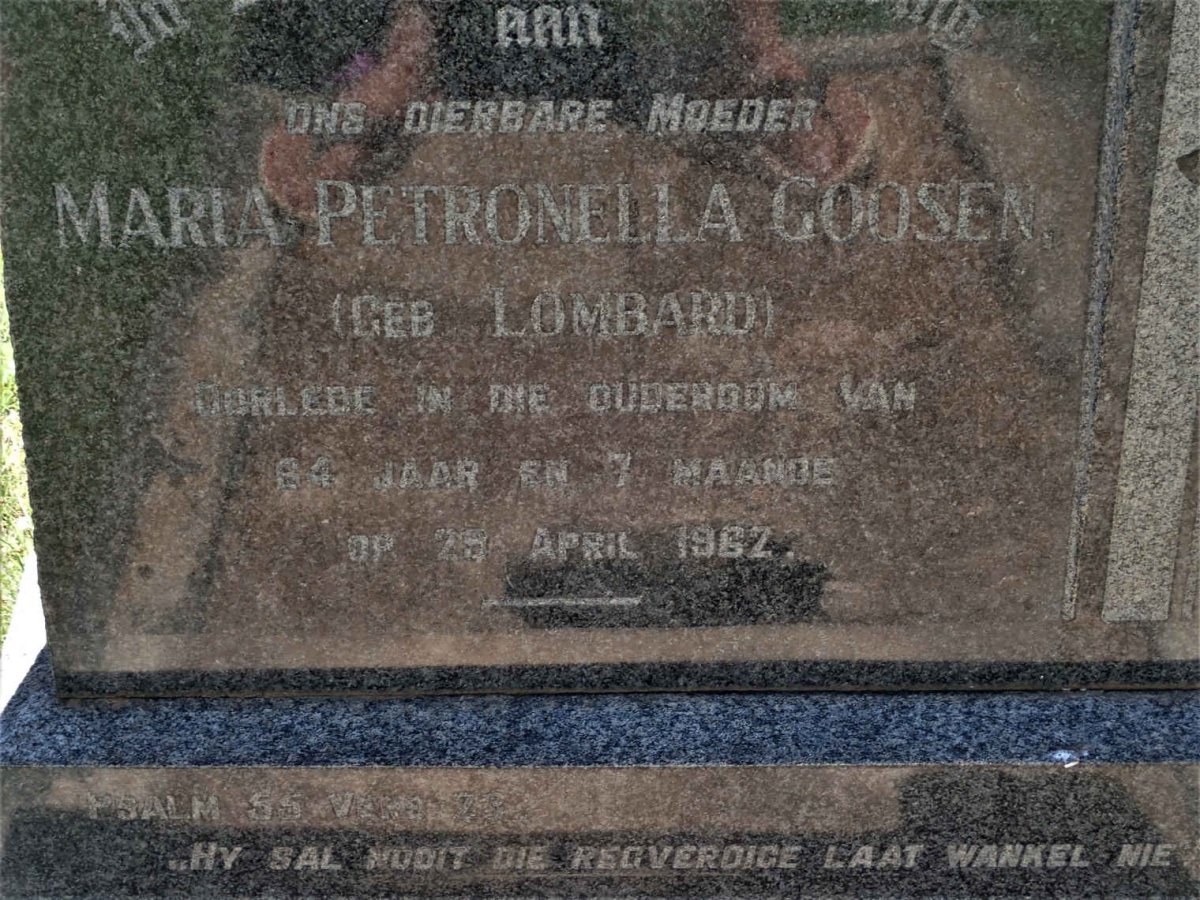 GOOSEN Maria Petronella nee LOMBARD -1962