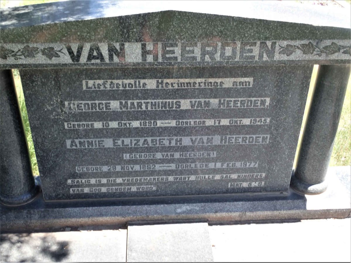 HEERDEN George Marthinus, van 1890-1945 &amp; Annie Elizabeth VAN HEERDEN 1892-1977