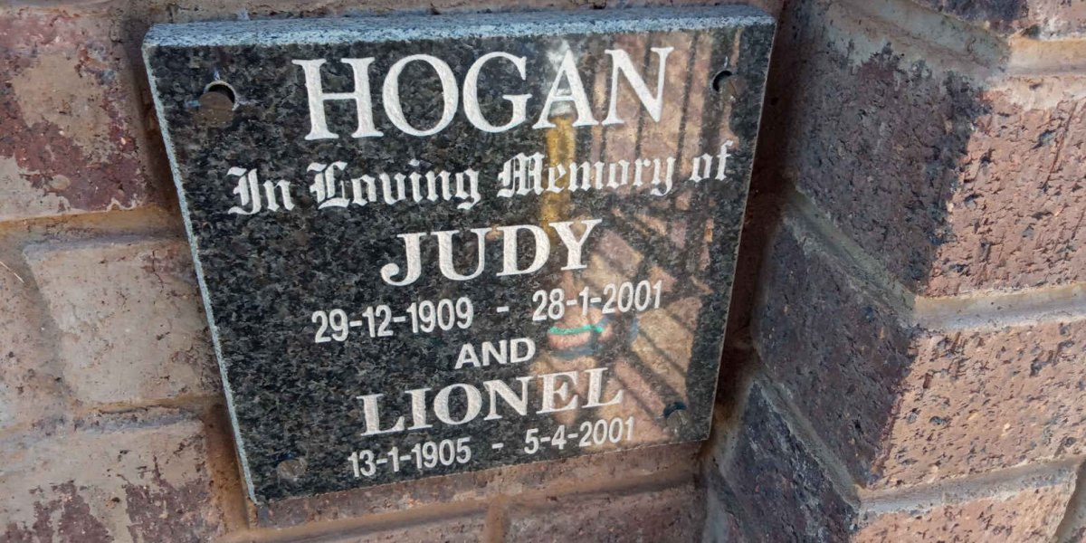 HOGAN Lionel 1905-2001 &amp; Judy 1909-2001