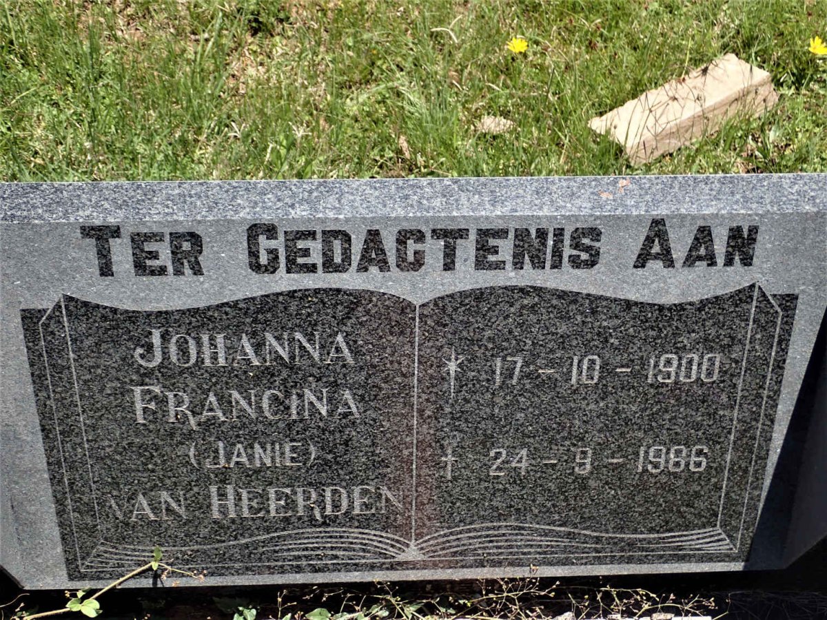 HEERDEN Johanna Francina, van 1900-1986