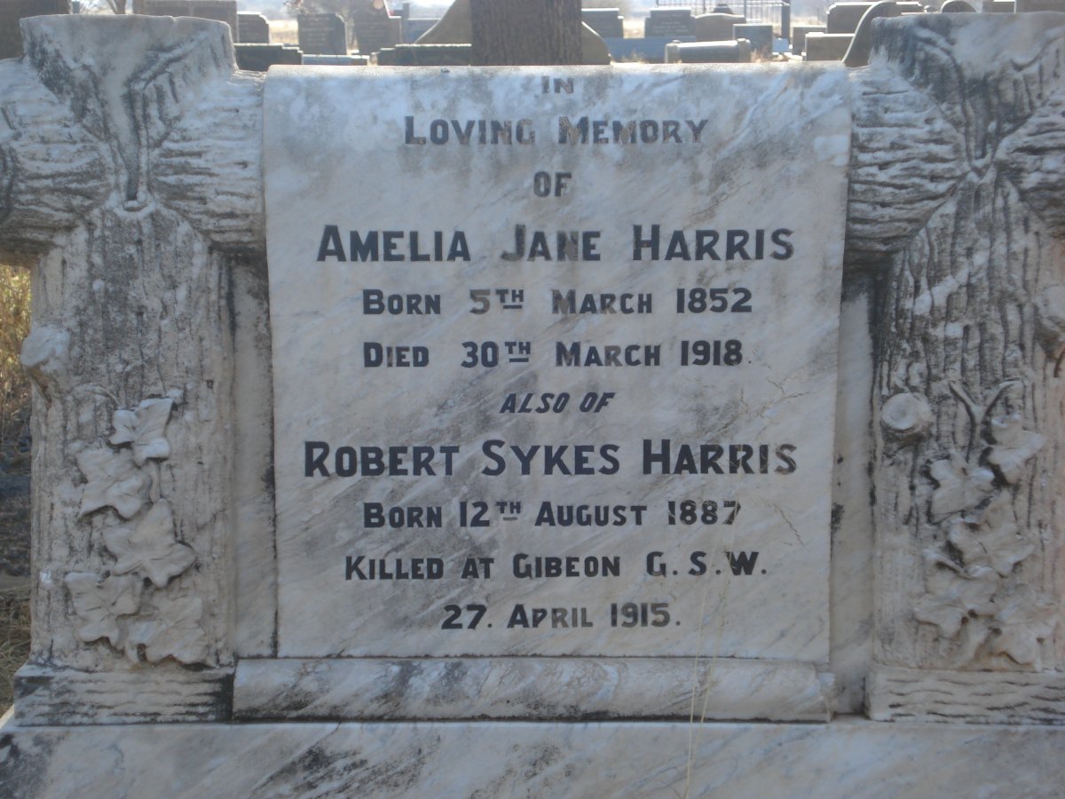 HARRIS Robert Sykes 1887-1915 &amp; Amelia Jane 1852-1918