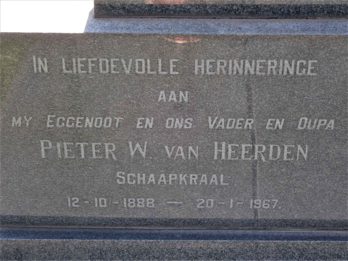 HEERDEN Pieter W., van 1888-1967