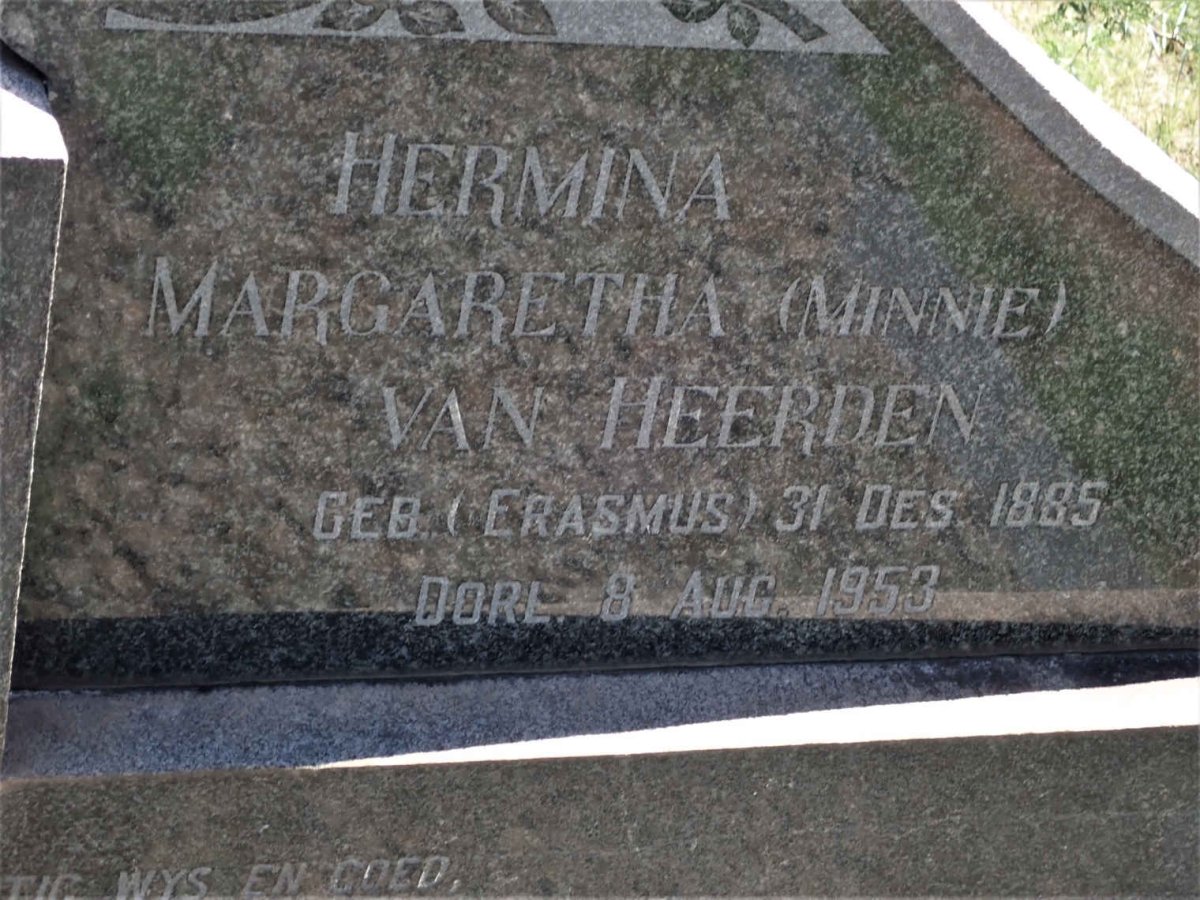 HEERDEN Willem Jacobus, van 1881-1962 &amp; Hermina Margaretha ERASMUS 1885-1953