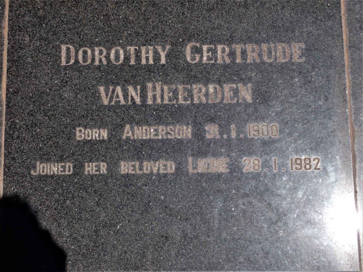 HEERDEN Gottlieb Christian, van 1894-1934 &amp; Dorothy Gertrude ANDERSON 1900-1982