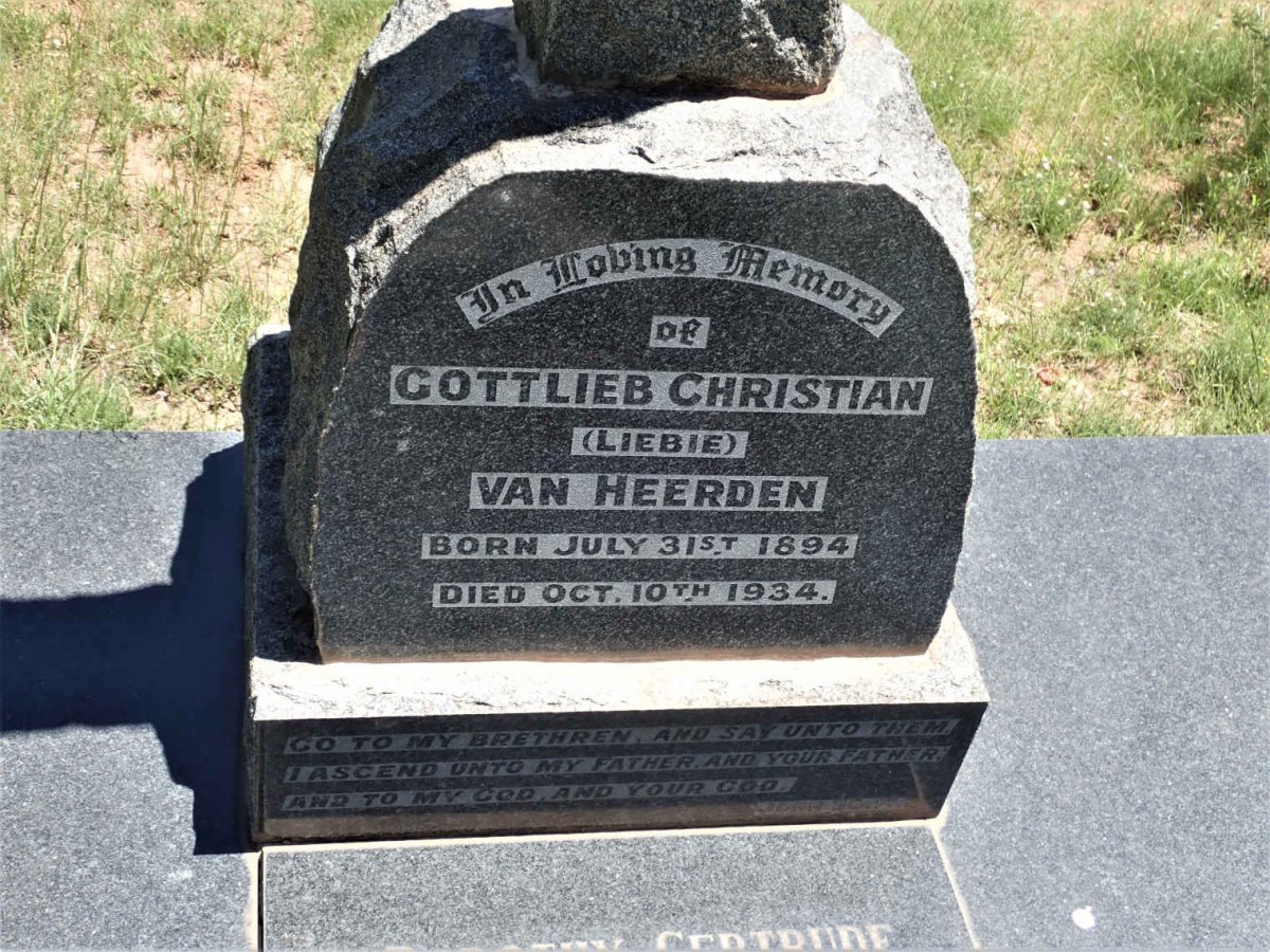 HEERDEN Gottlieb Christian, van 1894-1934 &amp; Dorothy Gertrude ANDERSON 1900-1982