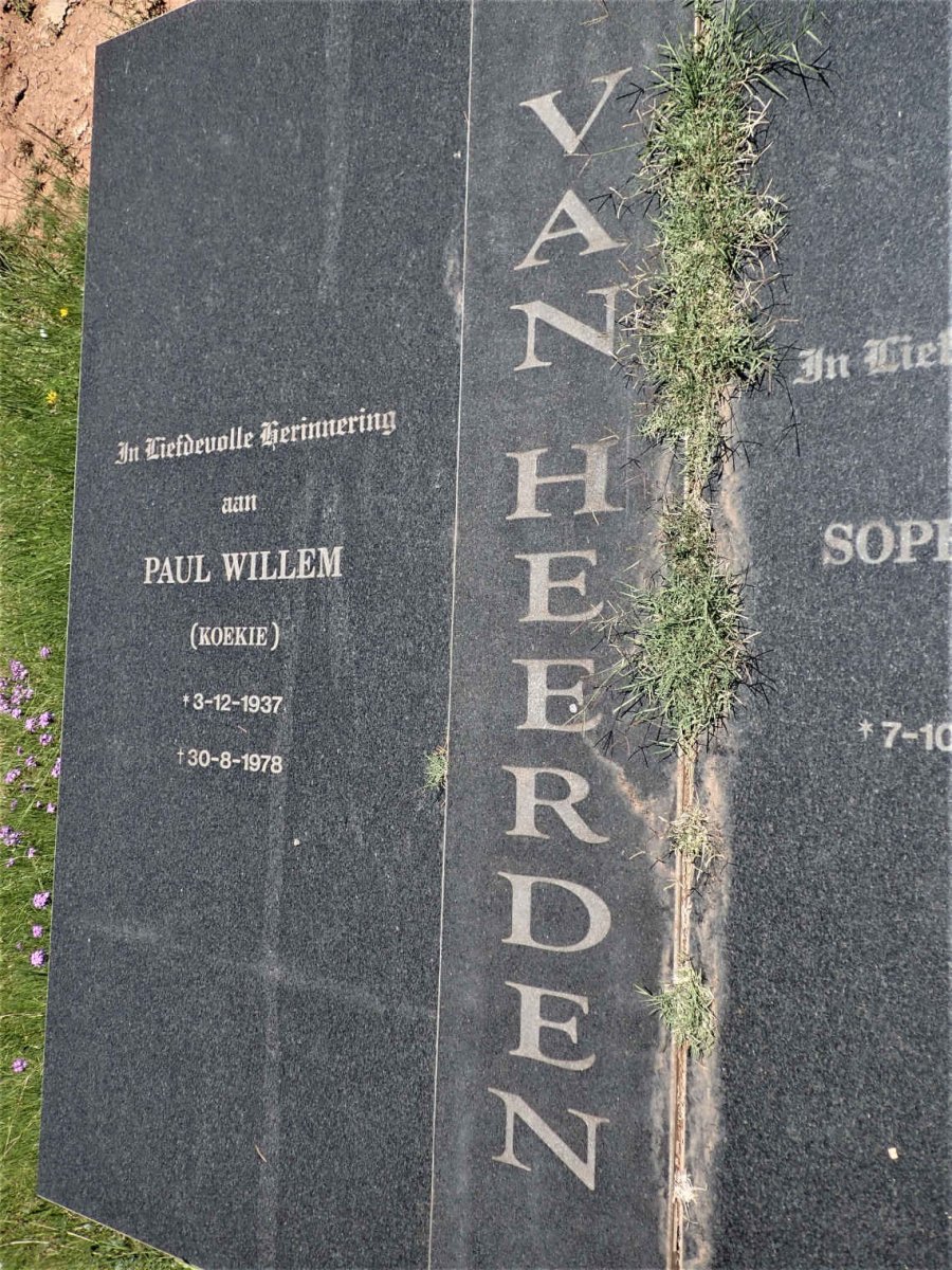 HEERDEN Paul Willem, van 1937-1978 &amp; Sophia Johanna DU RANDT 1941-2003