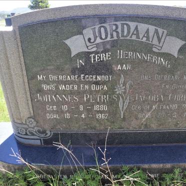 JORDAAN Johannes Petrus 1880-1962 &amp; Jacoba Christina DE KLERK 1883-1970