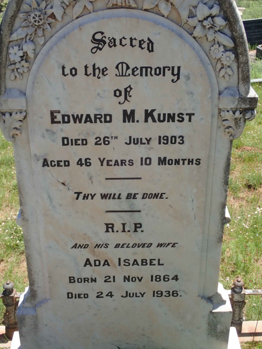KUNST Edward M. -1903 &amp; Ada Isabel 1864-1936