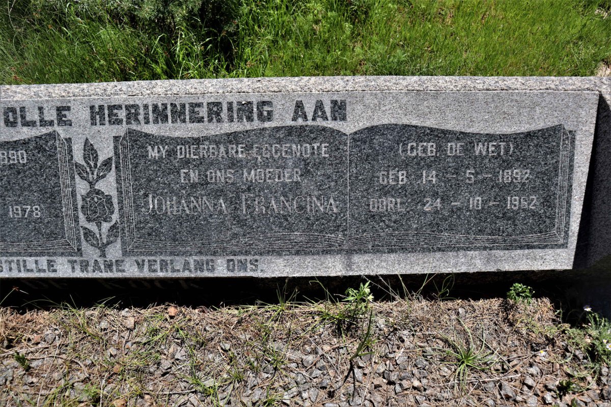KOCK Hendrik Frederick, de 1890-1978 &amp; Johanna Francina DE WET 1892-1962