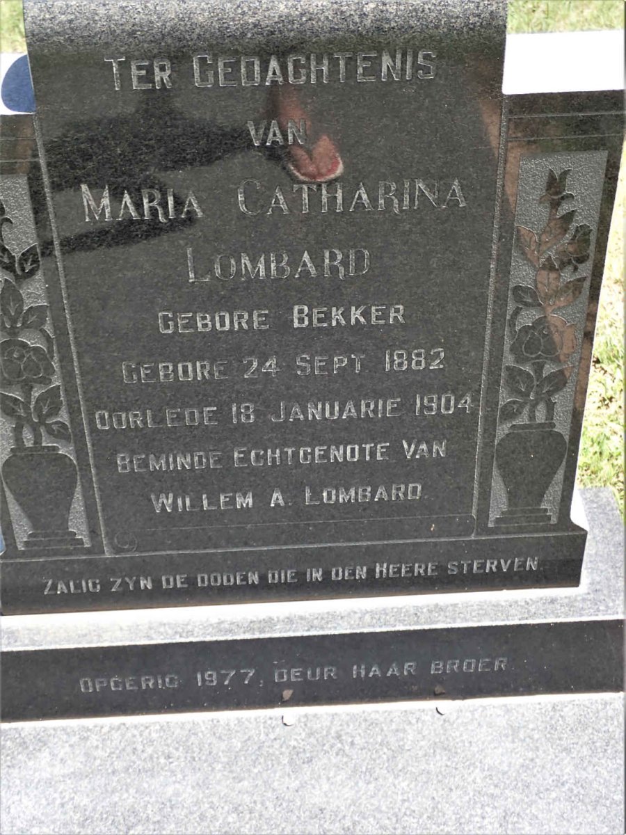 LOMBARD Maria Catharina nee BEKKER 1882-1904