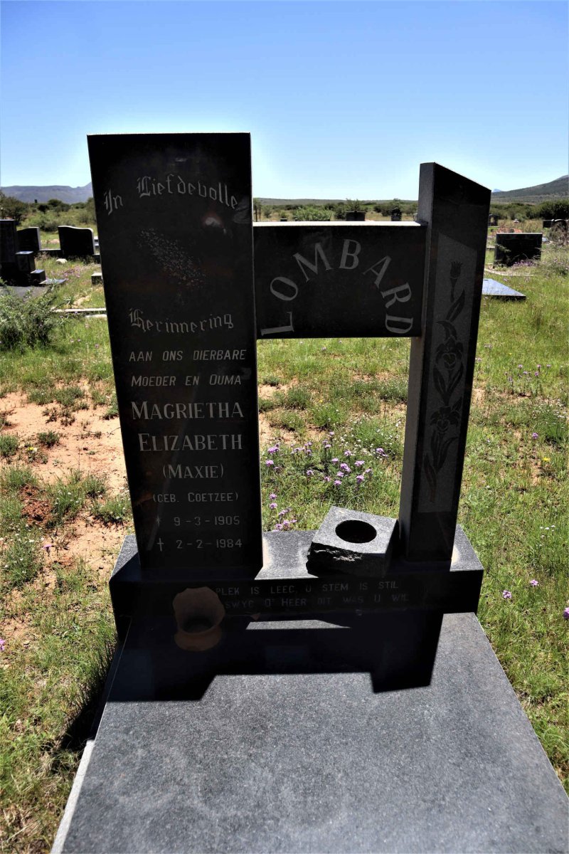 LOMBARD Magrietha Elizabeth nee COETZEE 1905-1984