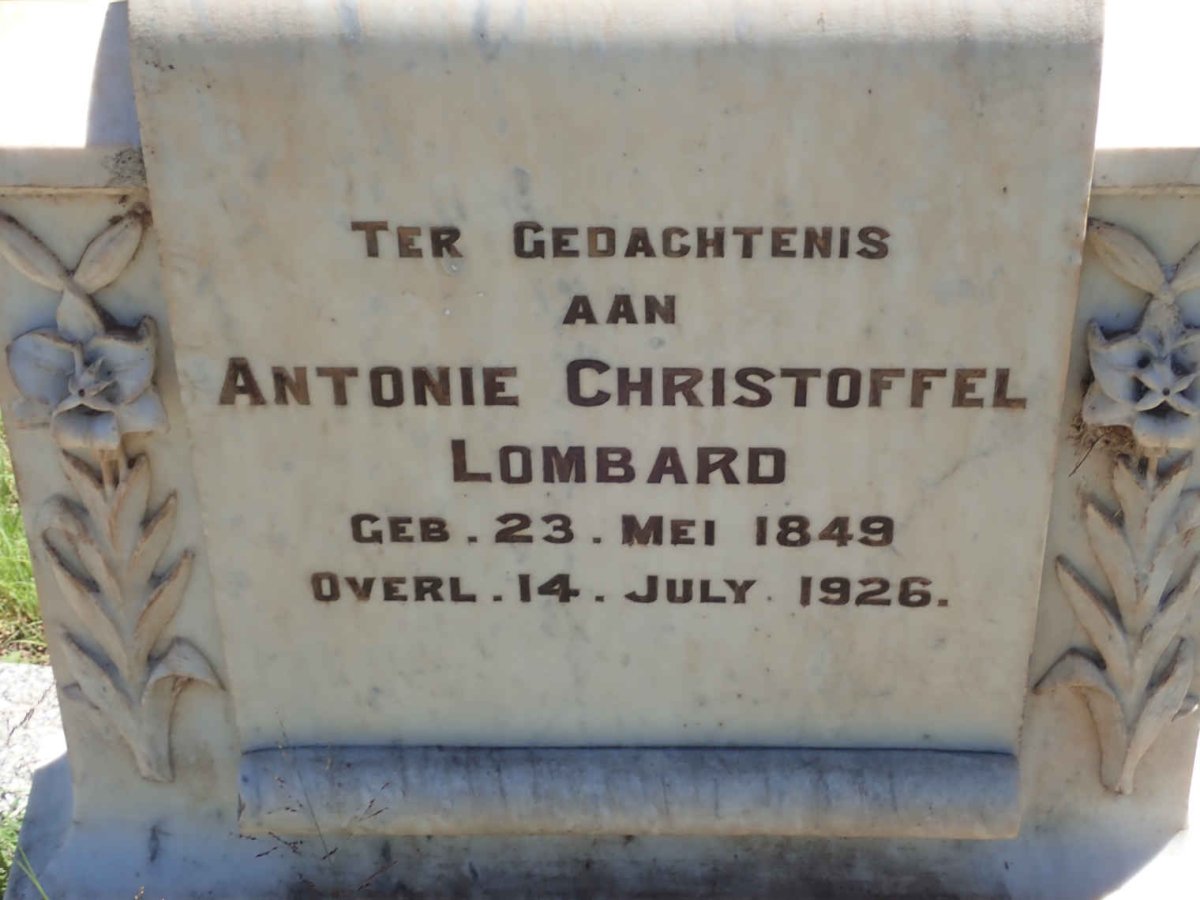 LOMBARD Antonie Christoffel 1849-1926 &amp; Elisabeth Helena LOMBARD 1851-