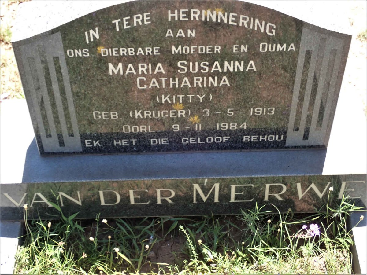 MERWE Maria Susanna Catharina, van der nee KRUGER 1913-1984