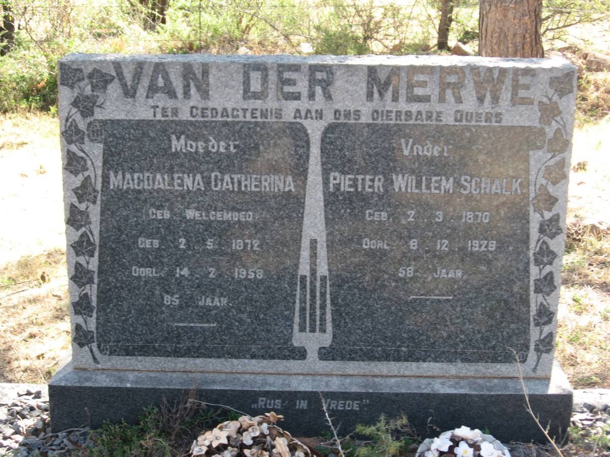 MERWE Pieter Willem Schalk, van der 1870-1928 &amp; Magdalena Catherina WELGEMOED 1872-1958