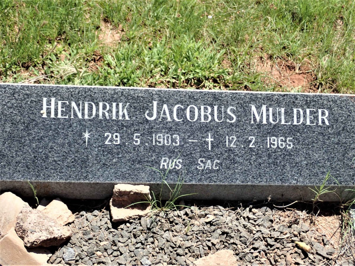 MULDER Hendrik Jacobus 1903-1965