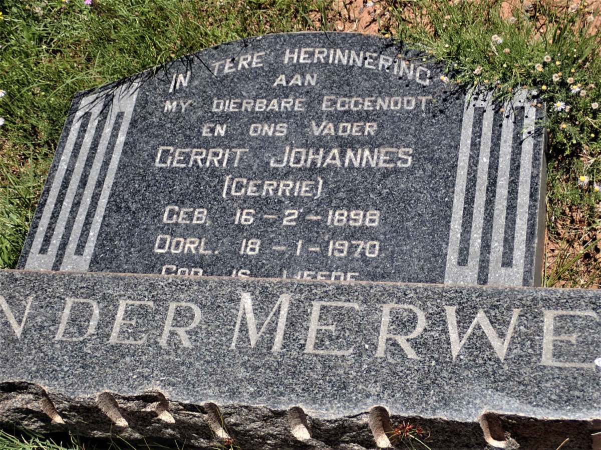 MERWE Gerrit Johannes, van der 1898-1970