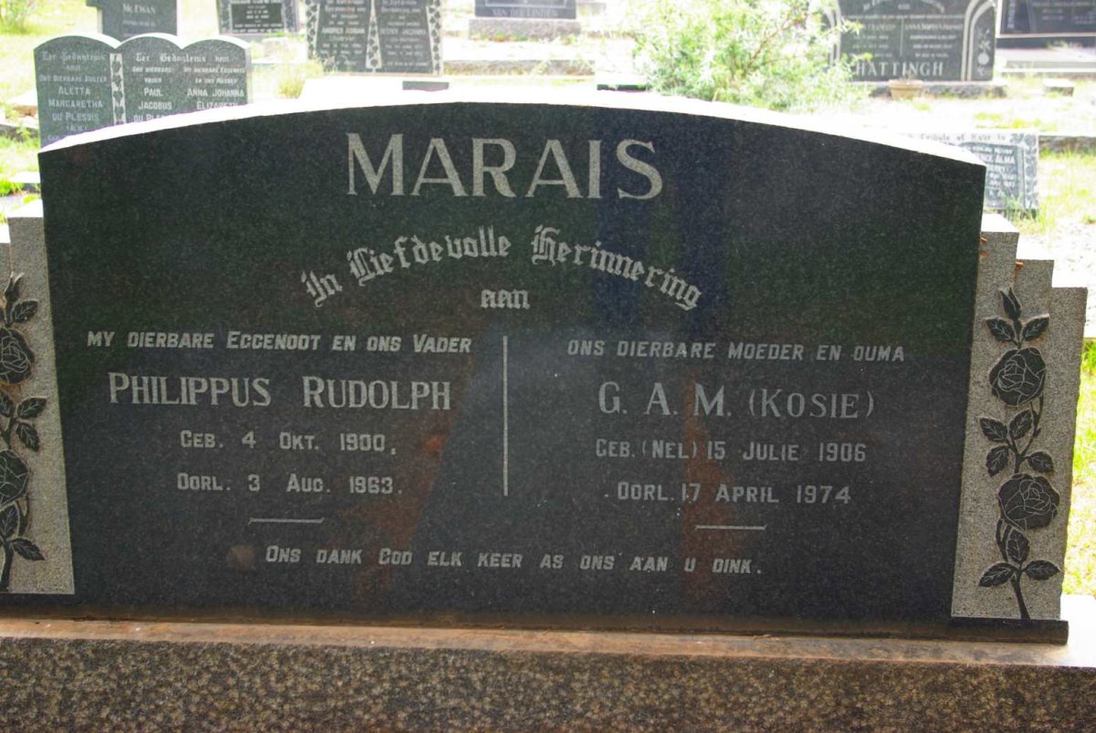 MARAIS Philippus Rudolph 1900-1963 &amp; G.A.M. NEL 1906-1974