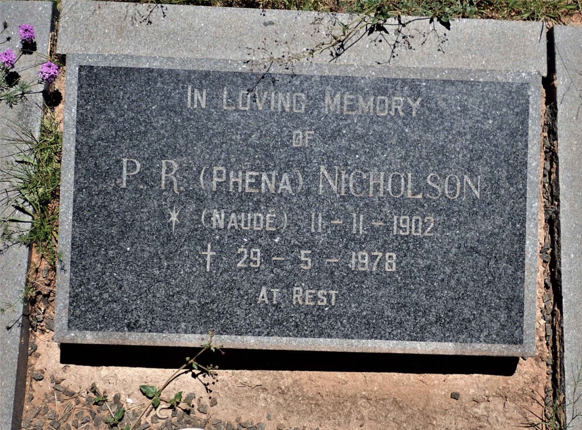 NICHOLSON P.R. nee NAUDE 1902-1978