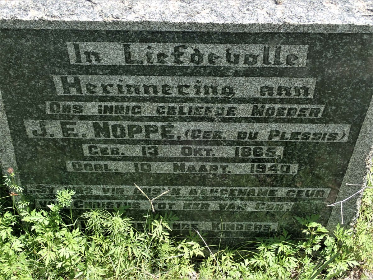 NOPPE J.E. nee DU PLESSIS 1865-1940