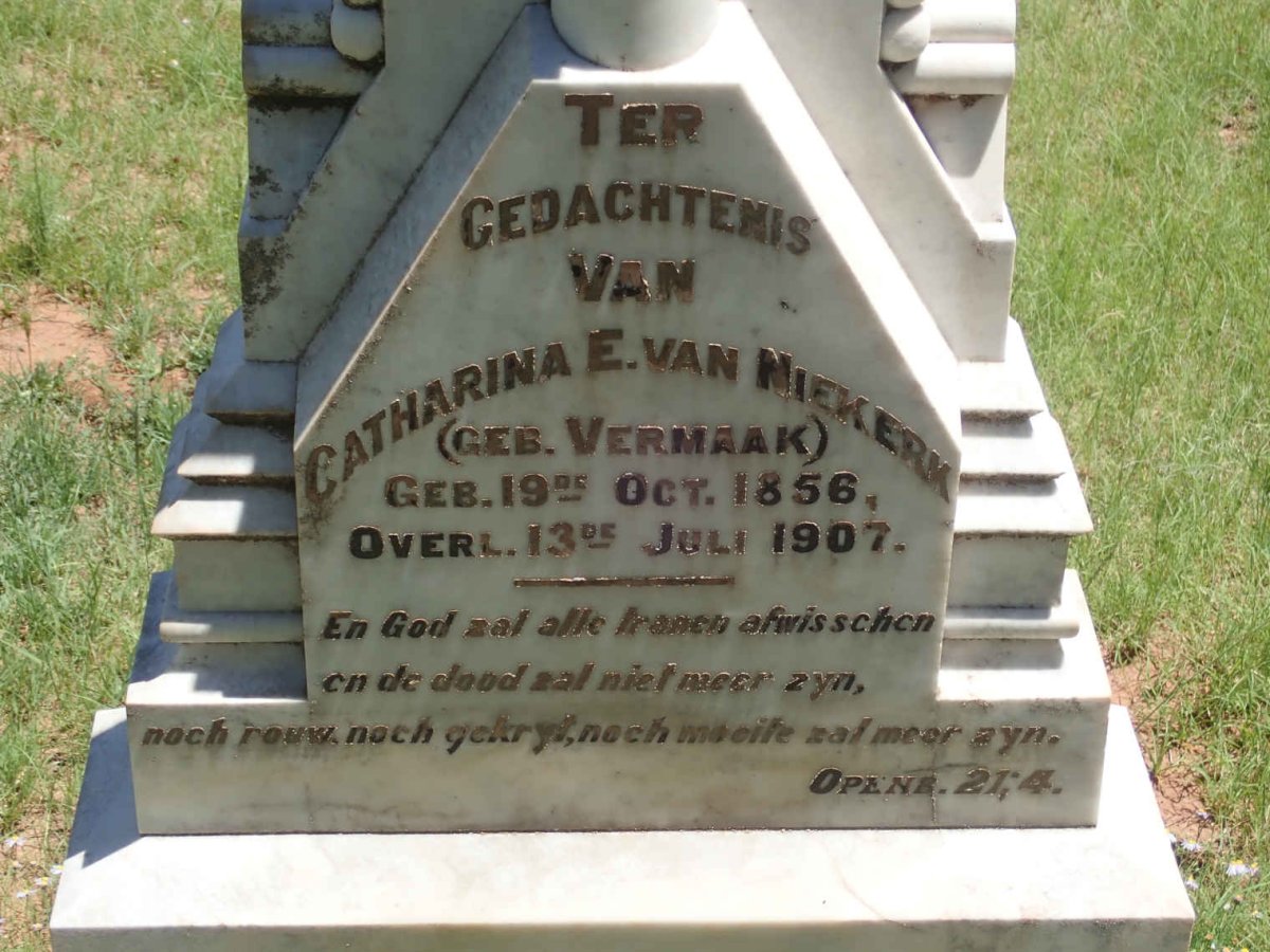 NIEKERK Catharina E., van nee VERMAAK 1856-1907