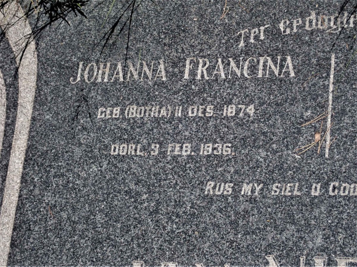 NIEKERK Bernardus Rudolf, van 1875-1950 &amp; Johanna Francina BOTHA 1874-1936