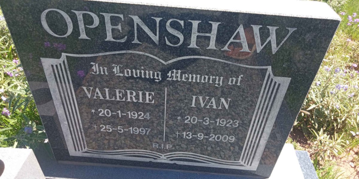 OPENSHAW Ivan 1923-2009 &amp; Valerie 1924-1997