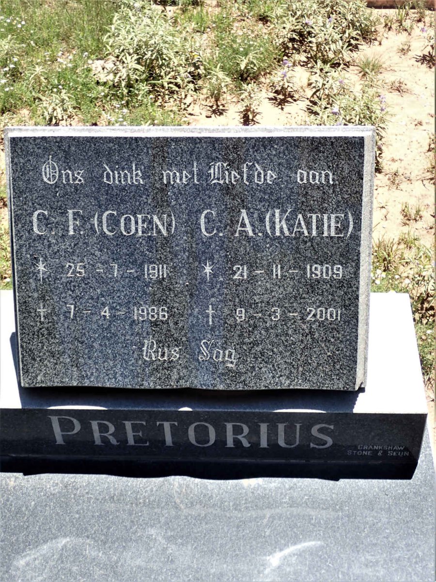 PRETORIUS C.F. 1911-1986 &amp; C.A. 1909-2001