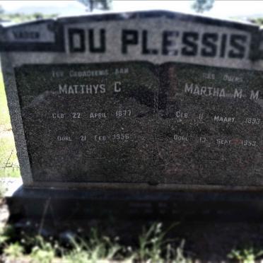 PLESSIS Matthys C., du 1877-1956 &amp; Martha M.M. 1893-1953