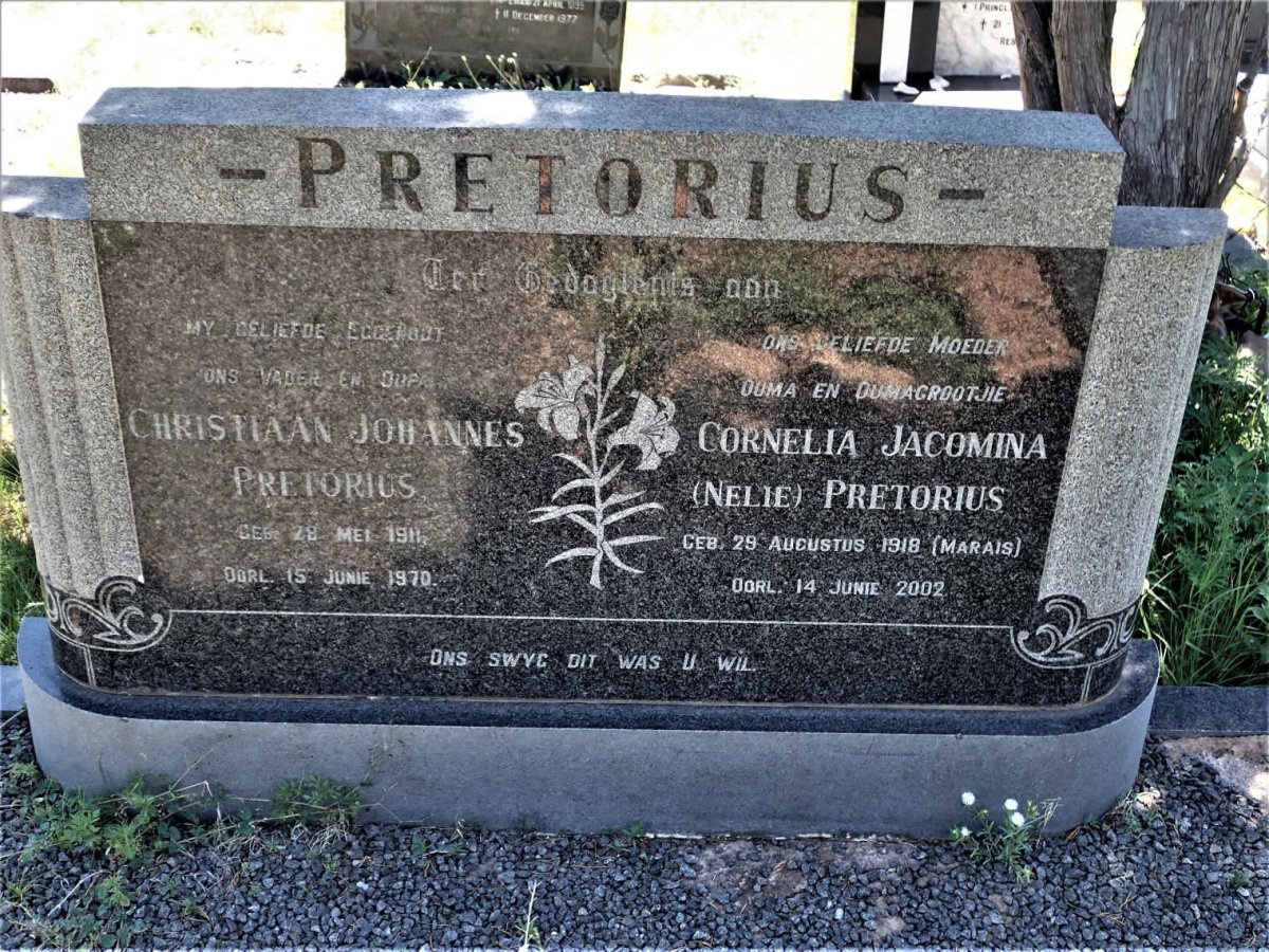 PRETORIUS Christiaan Johannes 1911-1970 &amp; Cornelia Jacomina MARAIS 1918-2002