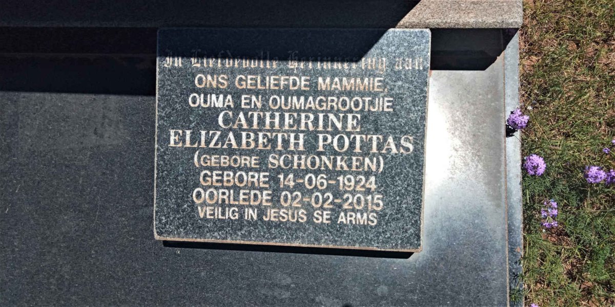 POTTAS Catherine Elizabeth nee SCHONKEN 1924-2015
