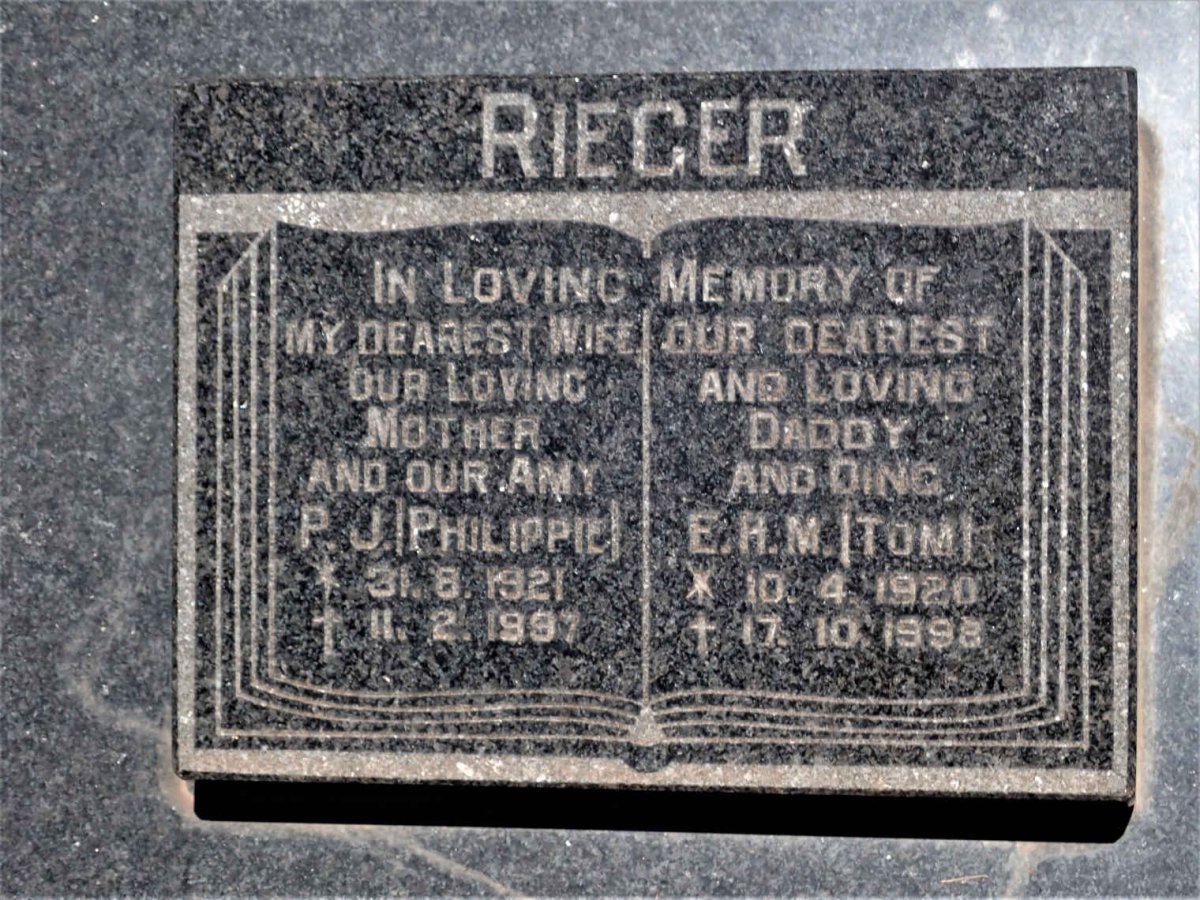 RIEGER E.H.M. 1920-1998 &amp; P.J. 1921-1997